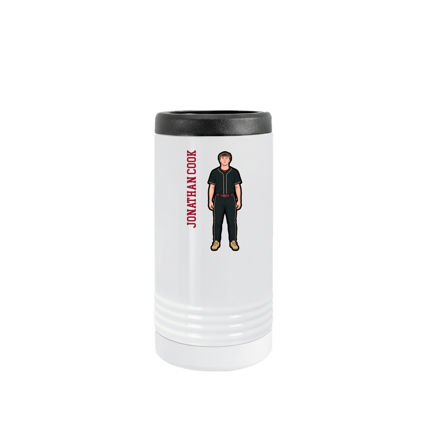 Slim Beverage Holder — Name Vertical in White