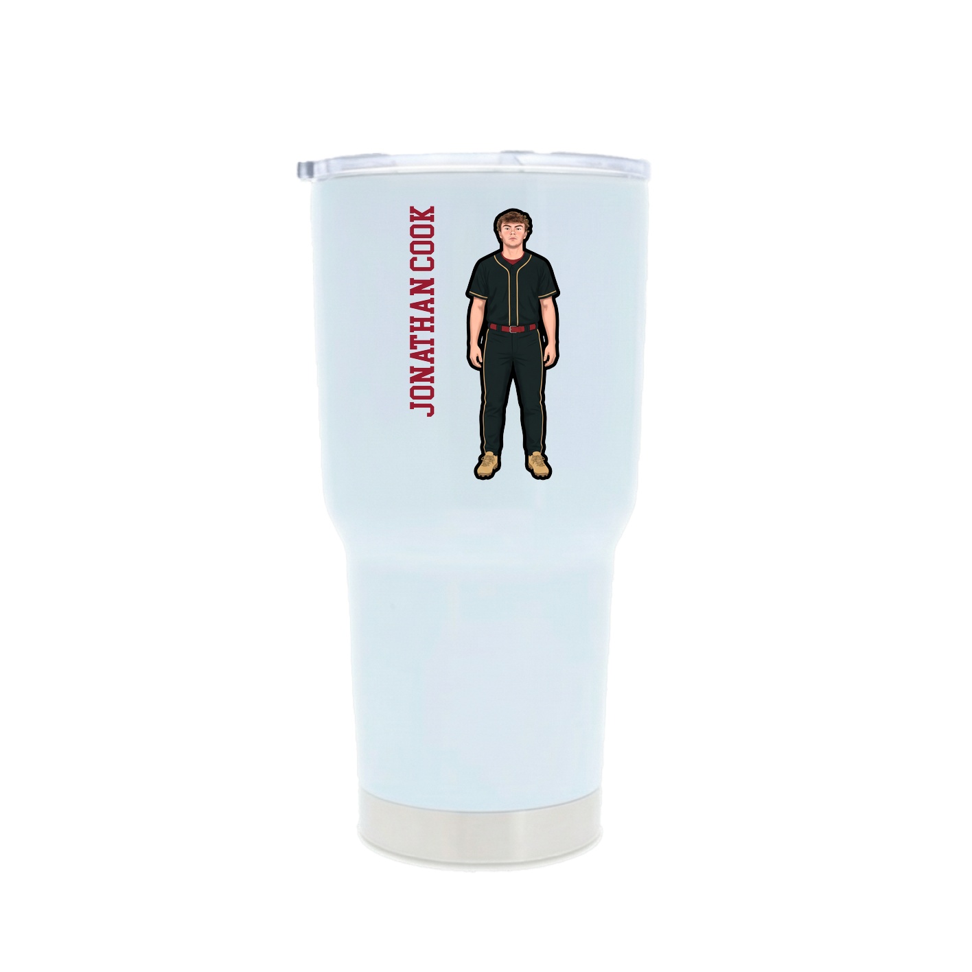 30oz Stainless Steel Tumbler — Name Vertical in White