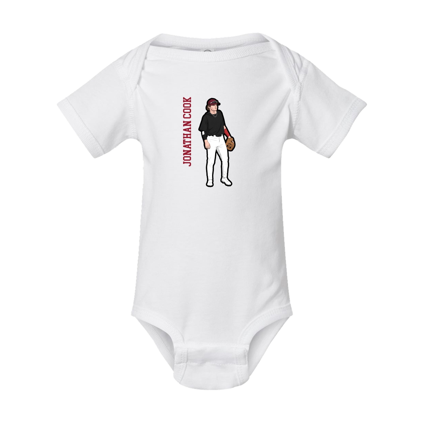 Baby Onesie — Name Vertical in White