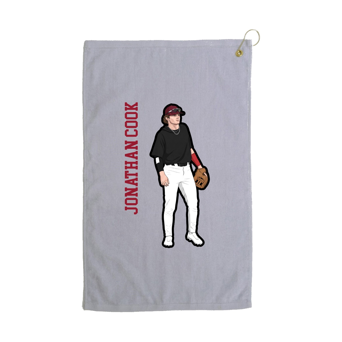 Golf Towel — Name Vertical in Grey