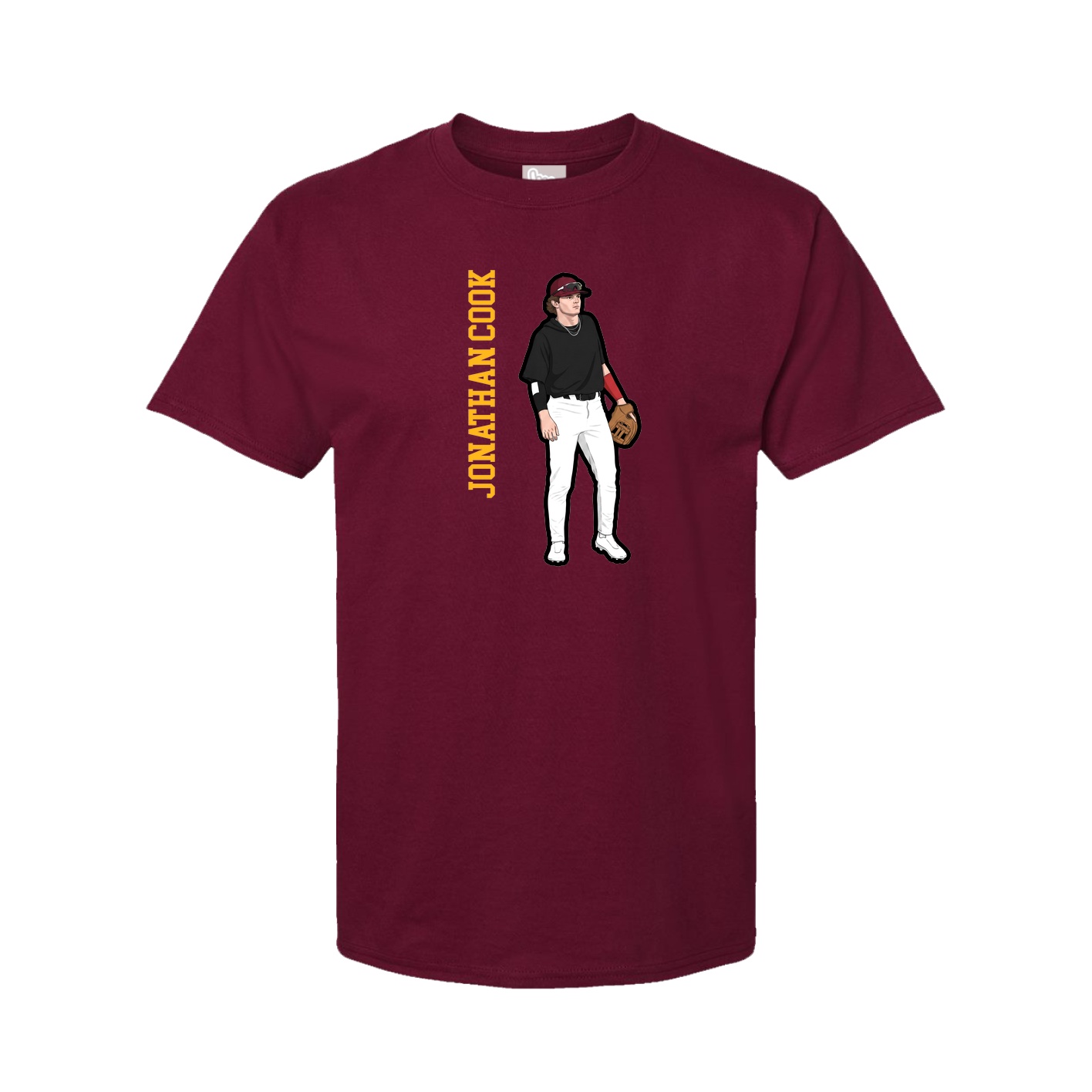 Youth Tee — Name Vertical in Cardinal