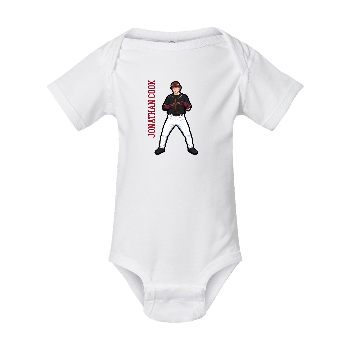 Baby Onesie — Name Vertical in White