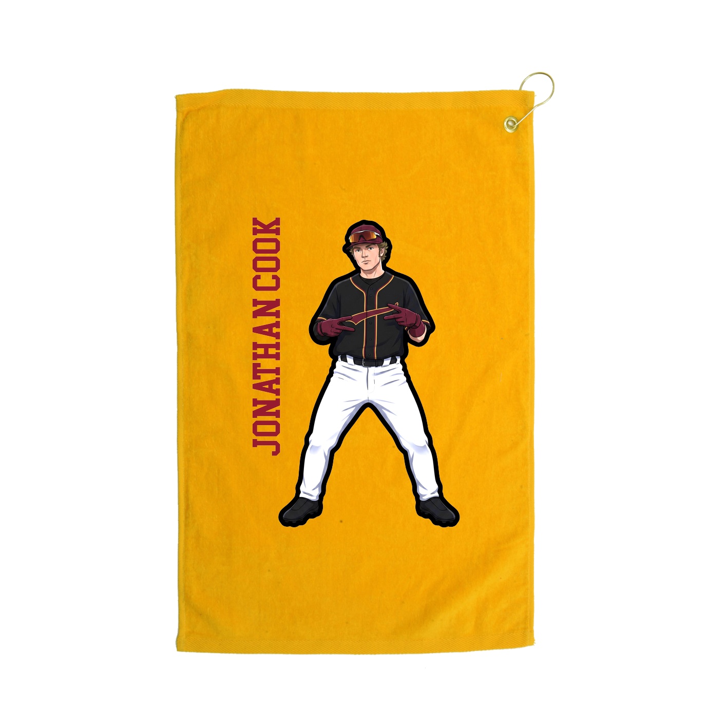 Golf Towel — Name Vertical in Gold