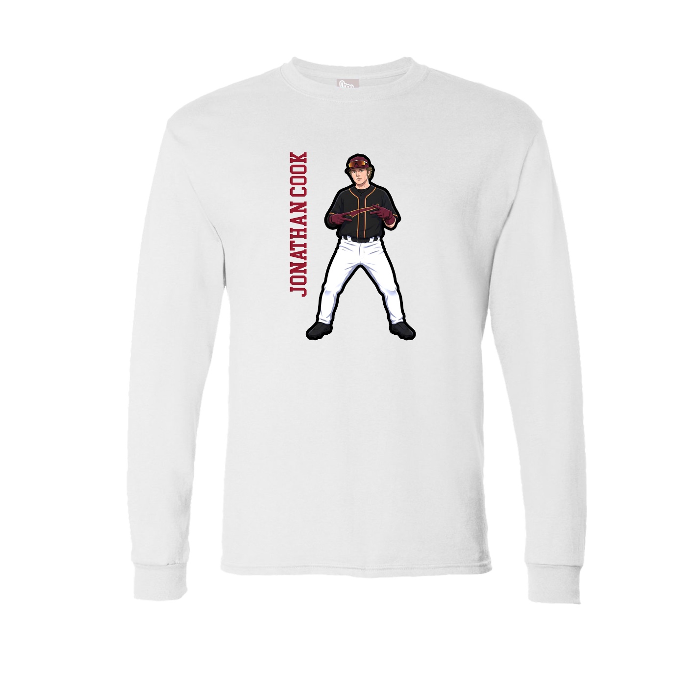 Long Sleeve Tee — Name Vertical in White