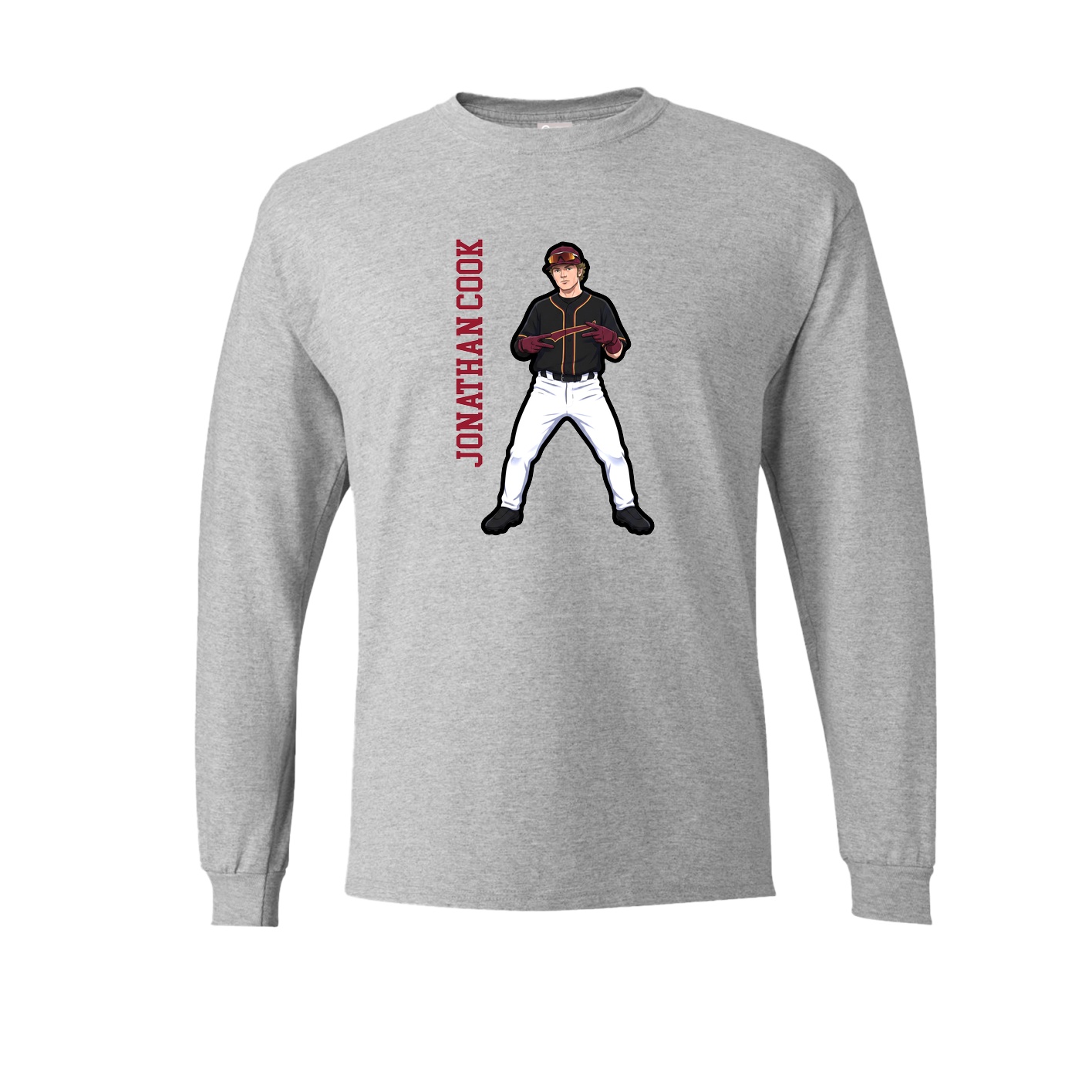 Long Sleeve Tee — Name Vertical in Grey