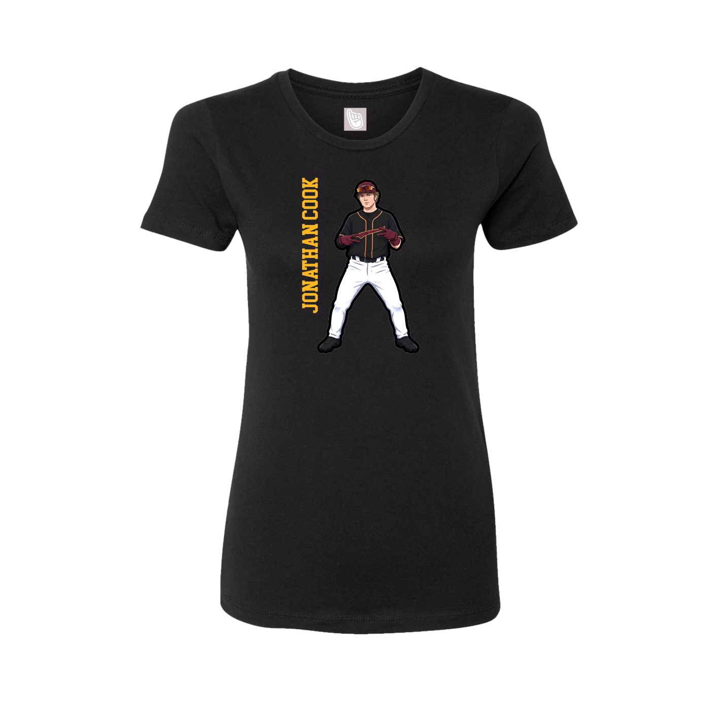 Womens Tee — Name Vertical in Black