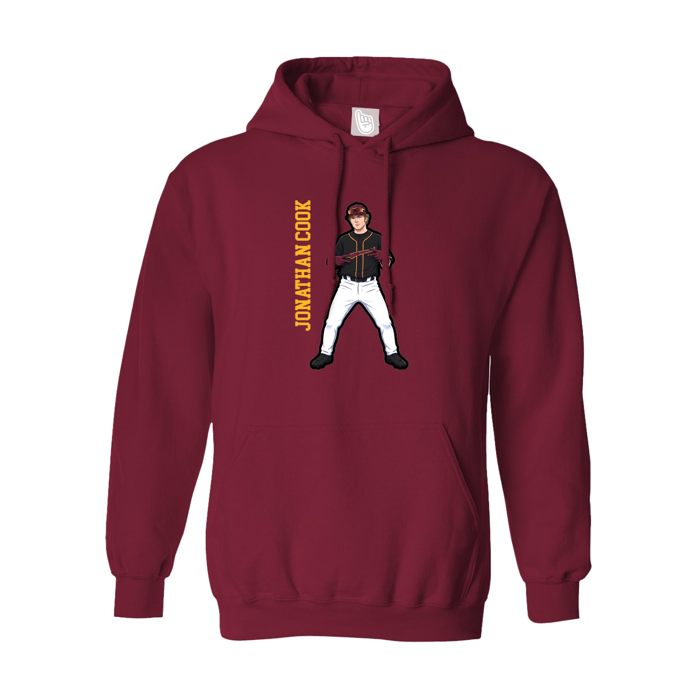Hoodie — Name Vertical in Cardinal