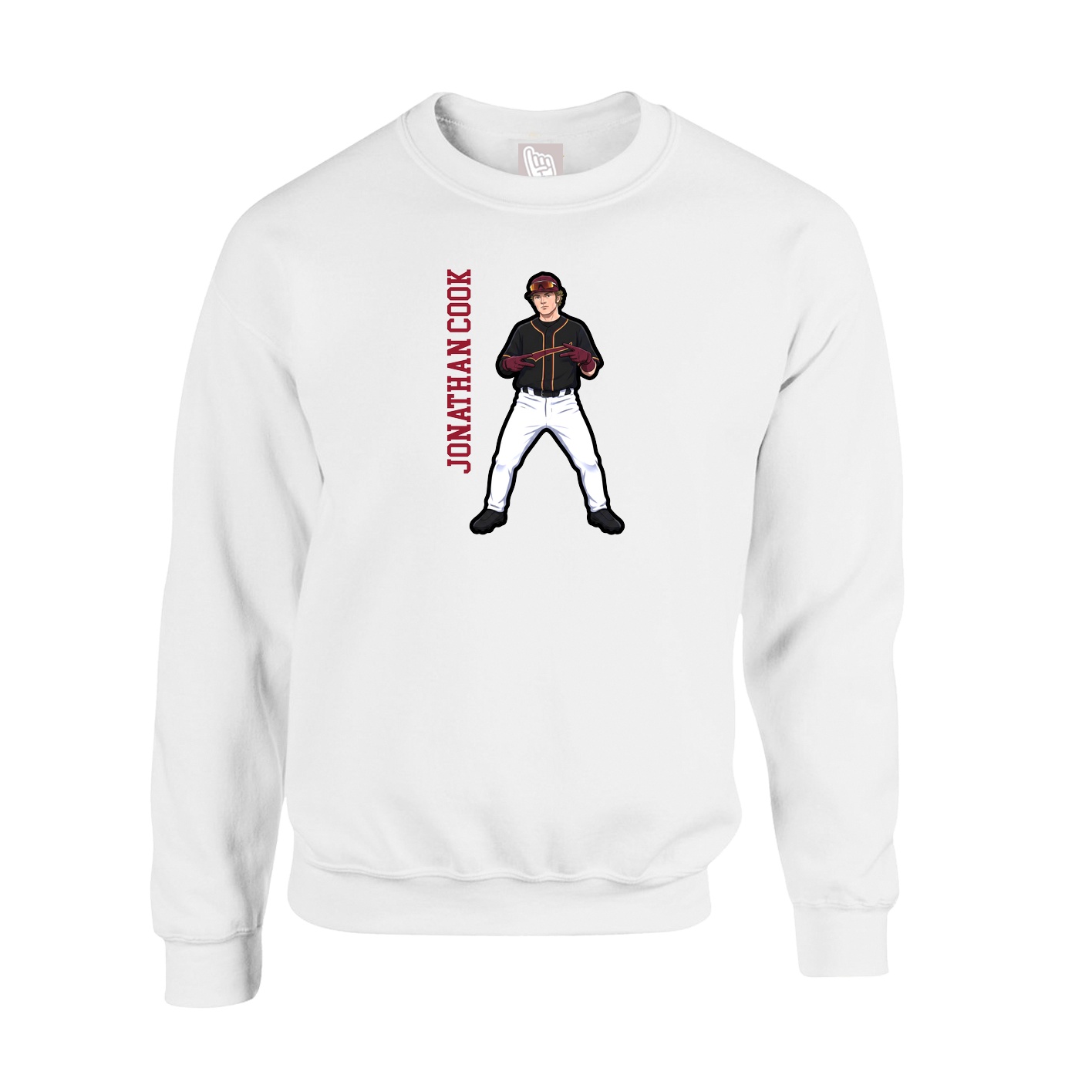 Fleece Crew — Name Vertical in White