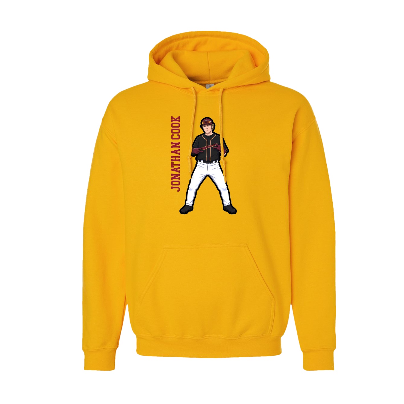 Youth Hoodie — Name Vertical in Gold