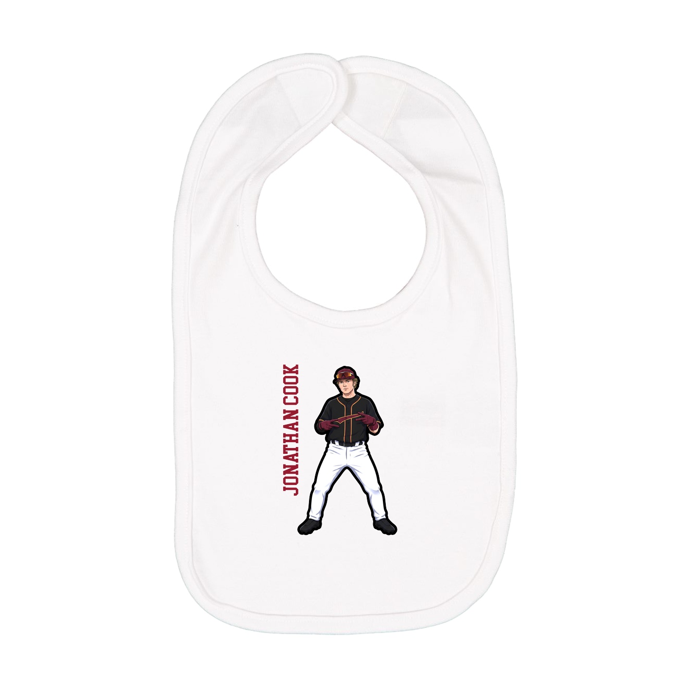 Infant Bib — Name Vertical in White