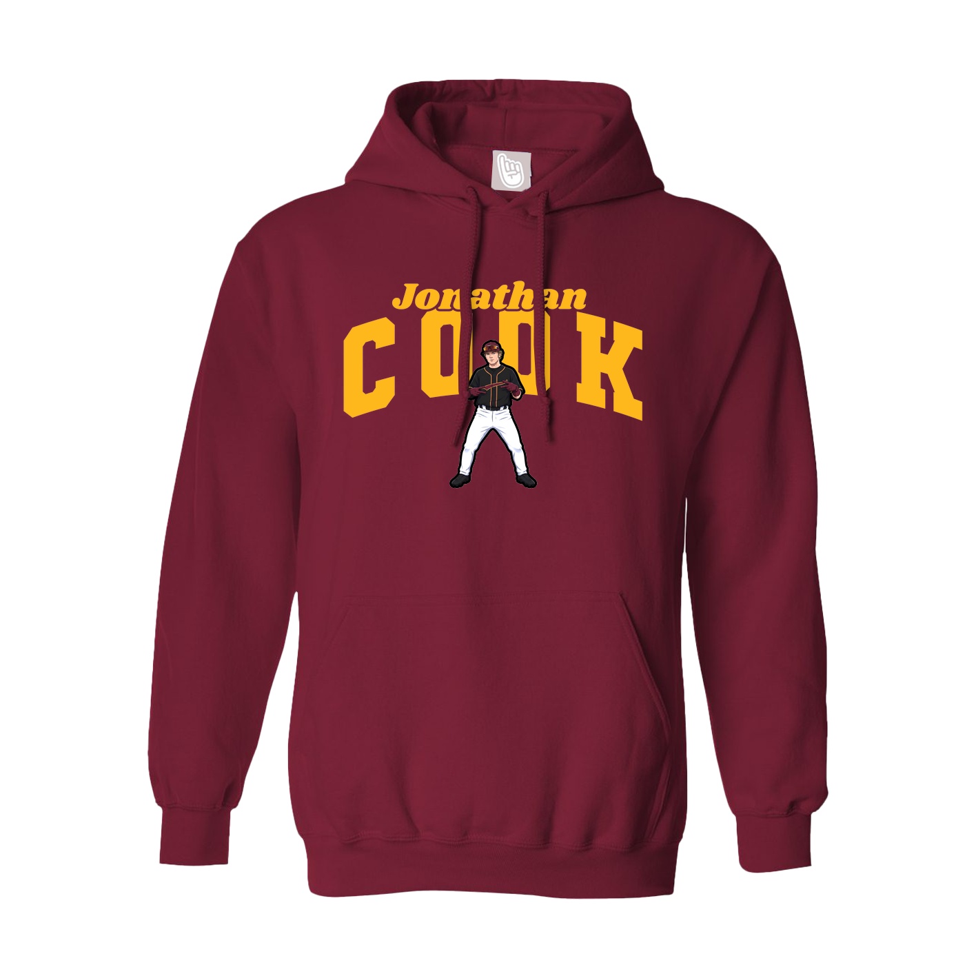 Hoodie — Signature Arch in Cardinal