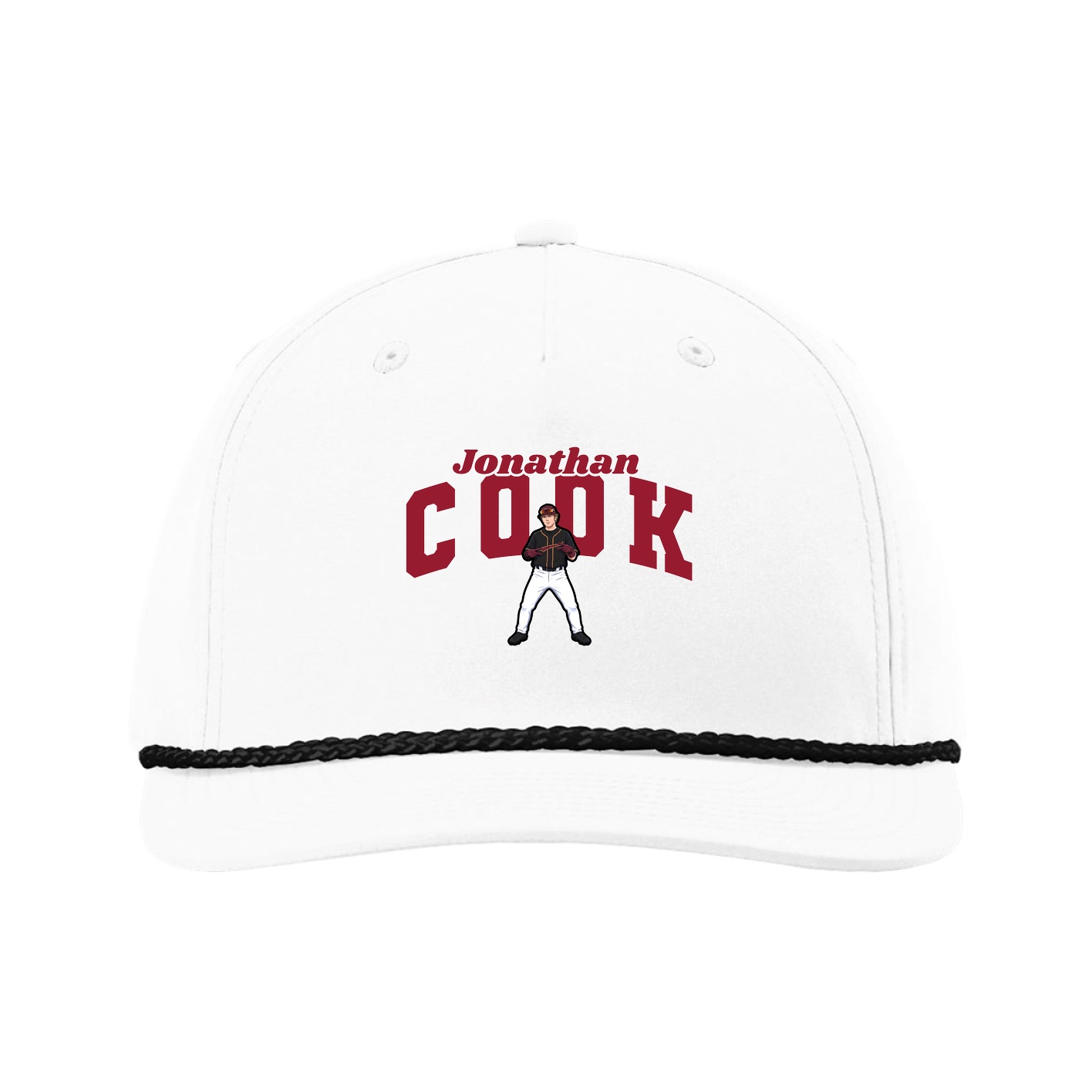 Five-Panel Classic Rope Cap — Signature Arch in White