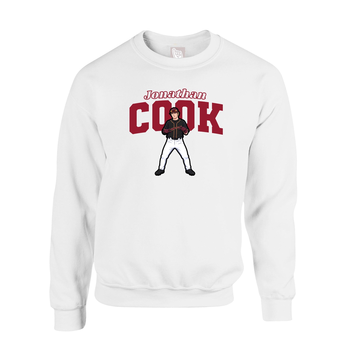 Fleece Crew — Name Arch in White