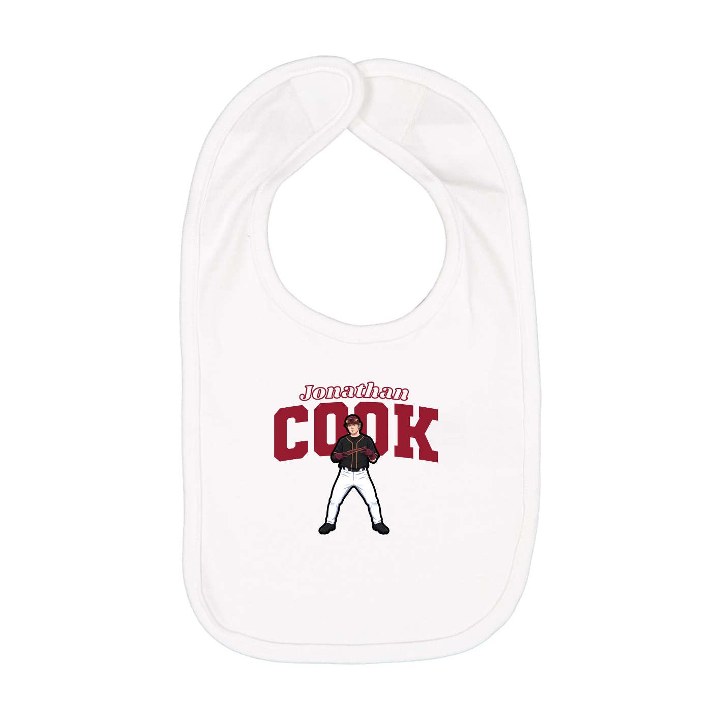 Infant Bib — Name Arch in White