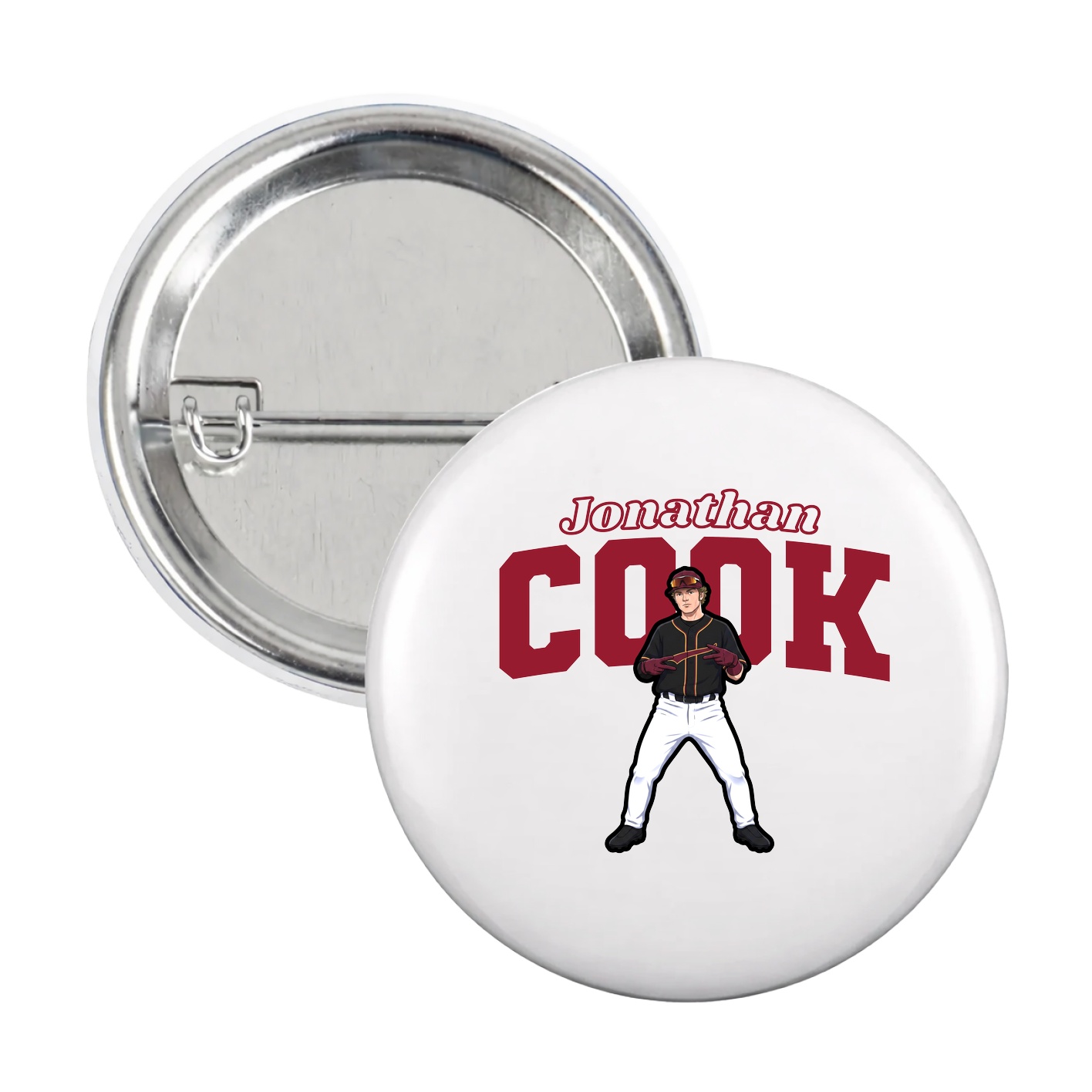 Game Day Button — Name Arch in White