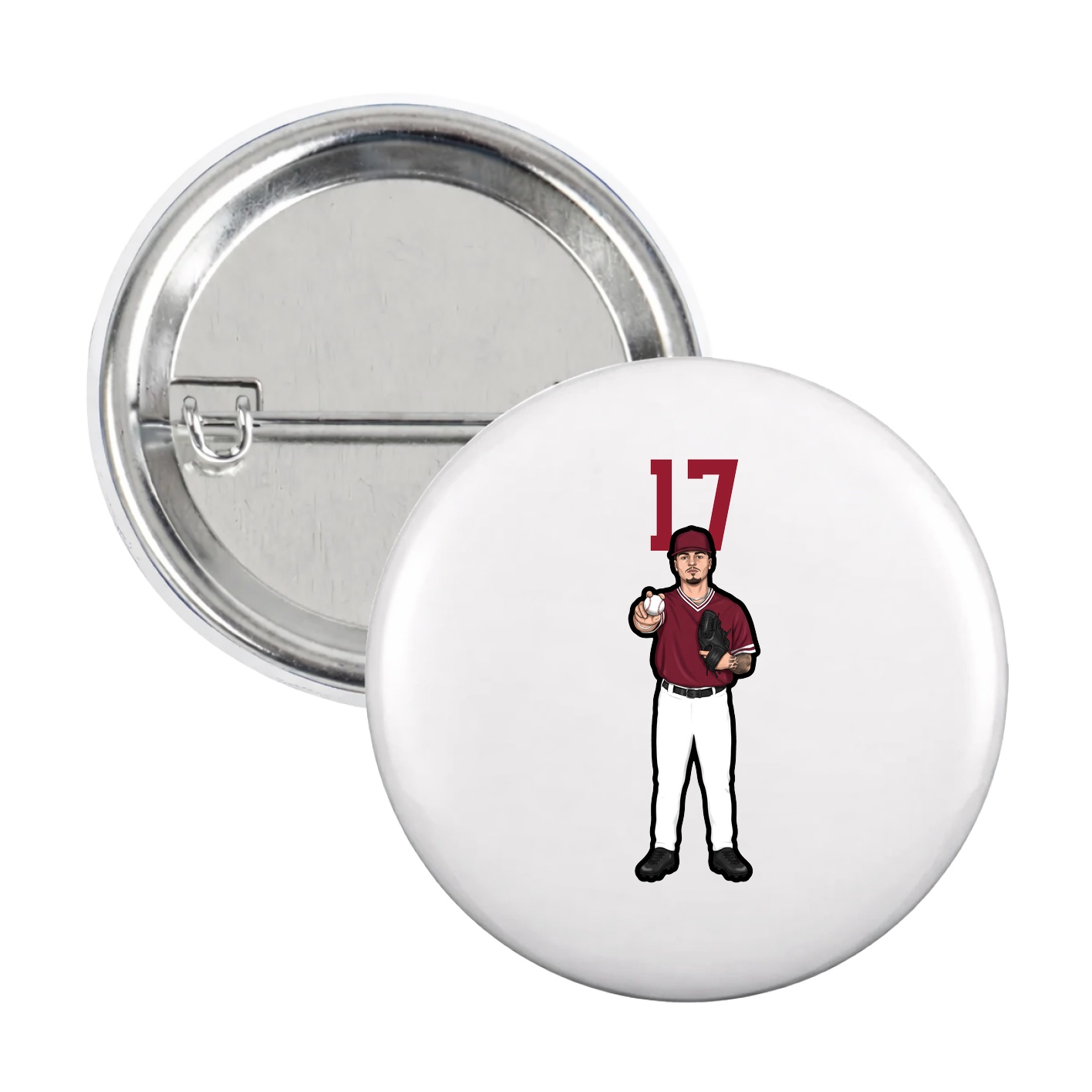 Game Day Button — Number Top in White