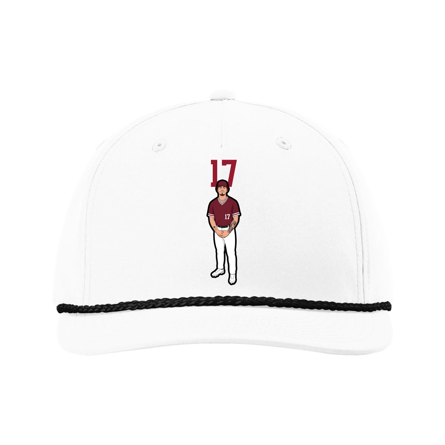 Five-Panel Classic Rope Cap — Number Top in White