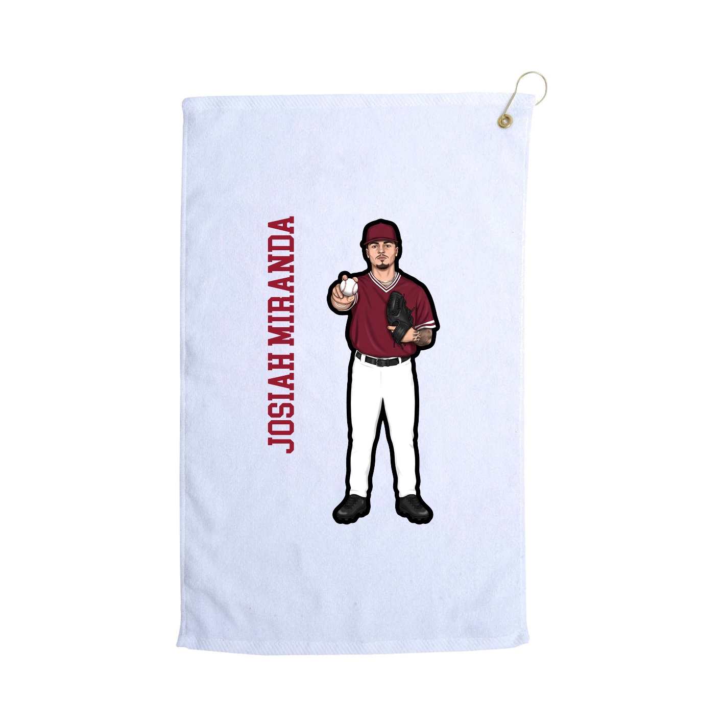 Golf Towel — Name Vertical in White