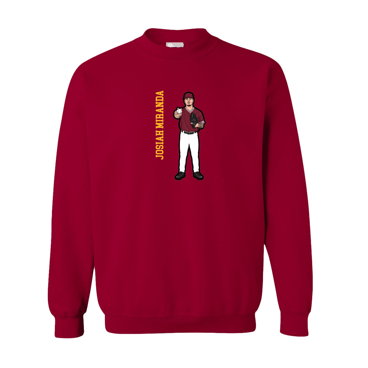 Fleece Crew — Name Vertical in Cardinal