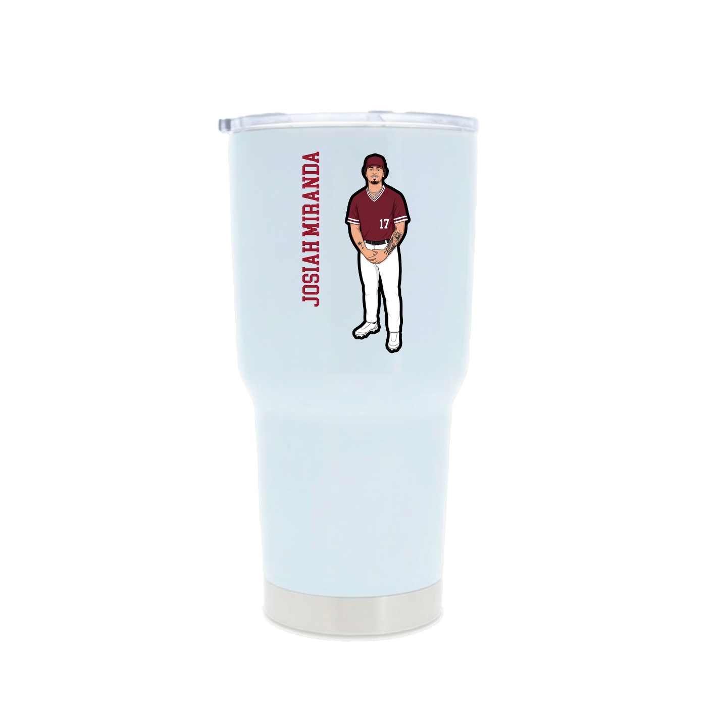 30oz Stainless Steel Tumbler — Name Vertical in White