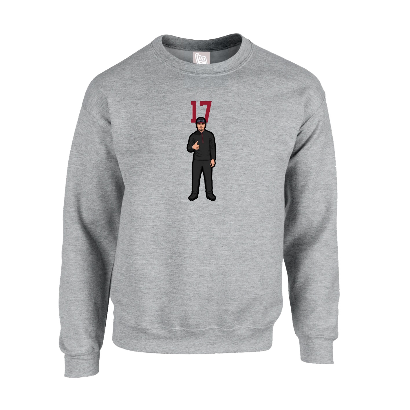 Fleece Crew — Number Top in Grey