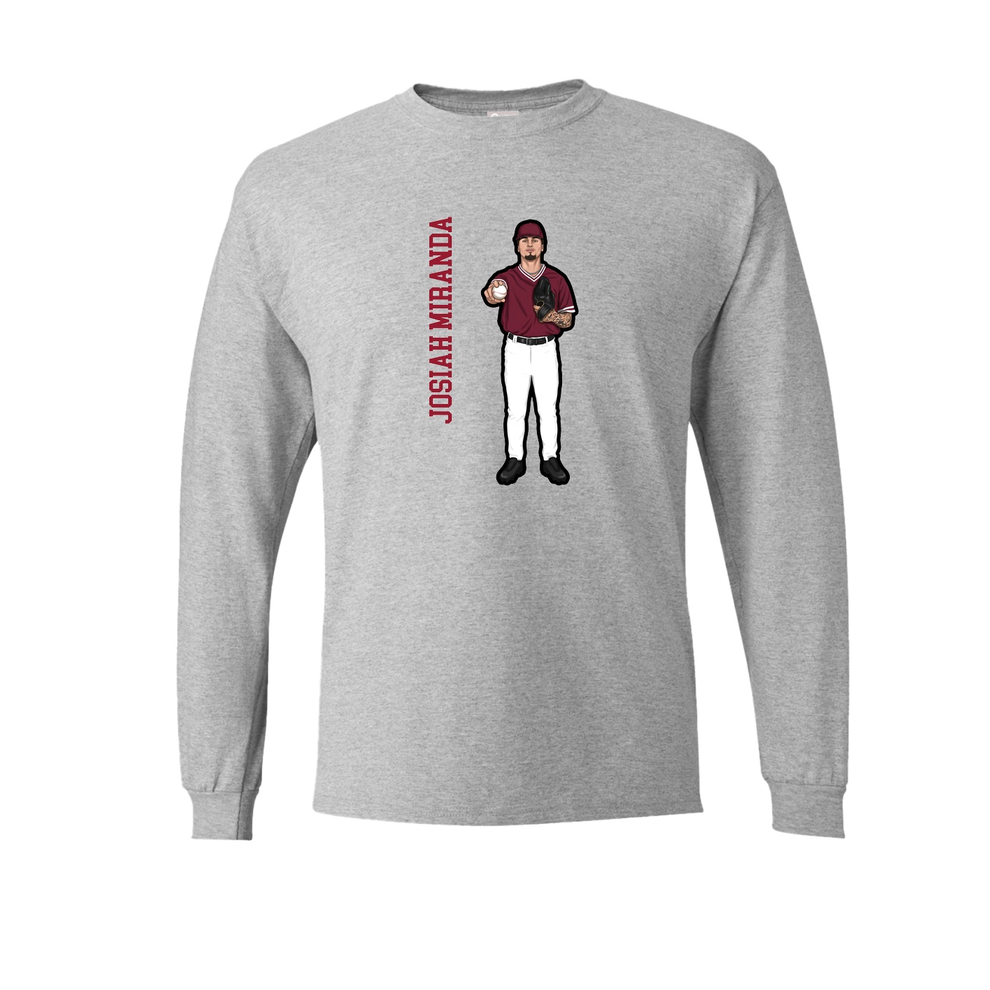 Long Sleeve Tee — Name Vertical in Grey