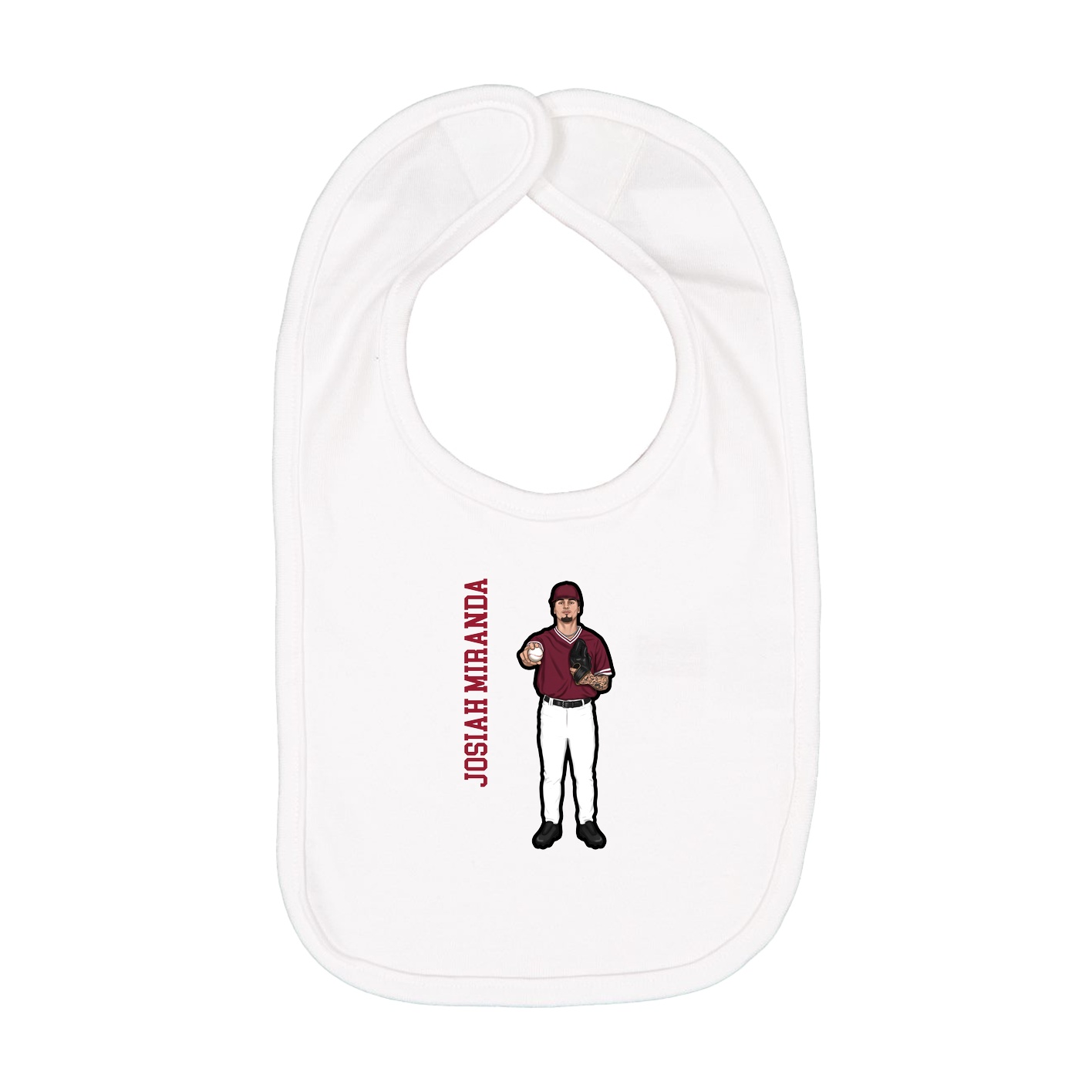 Infant Bib — Name Vertical in White