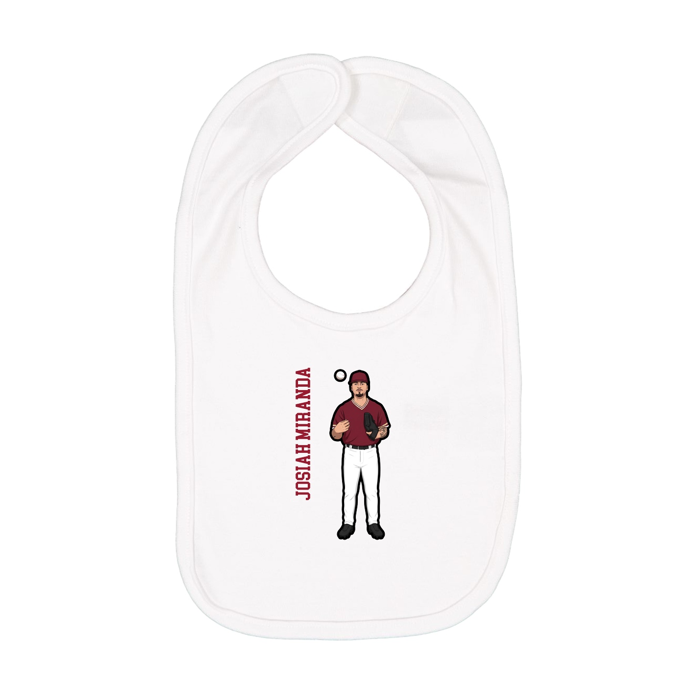 Infant Bib — Name Vertical in White