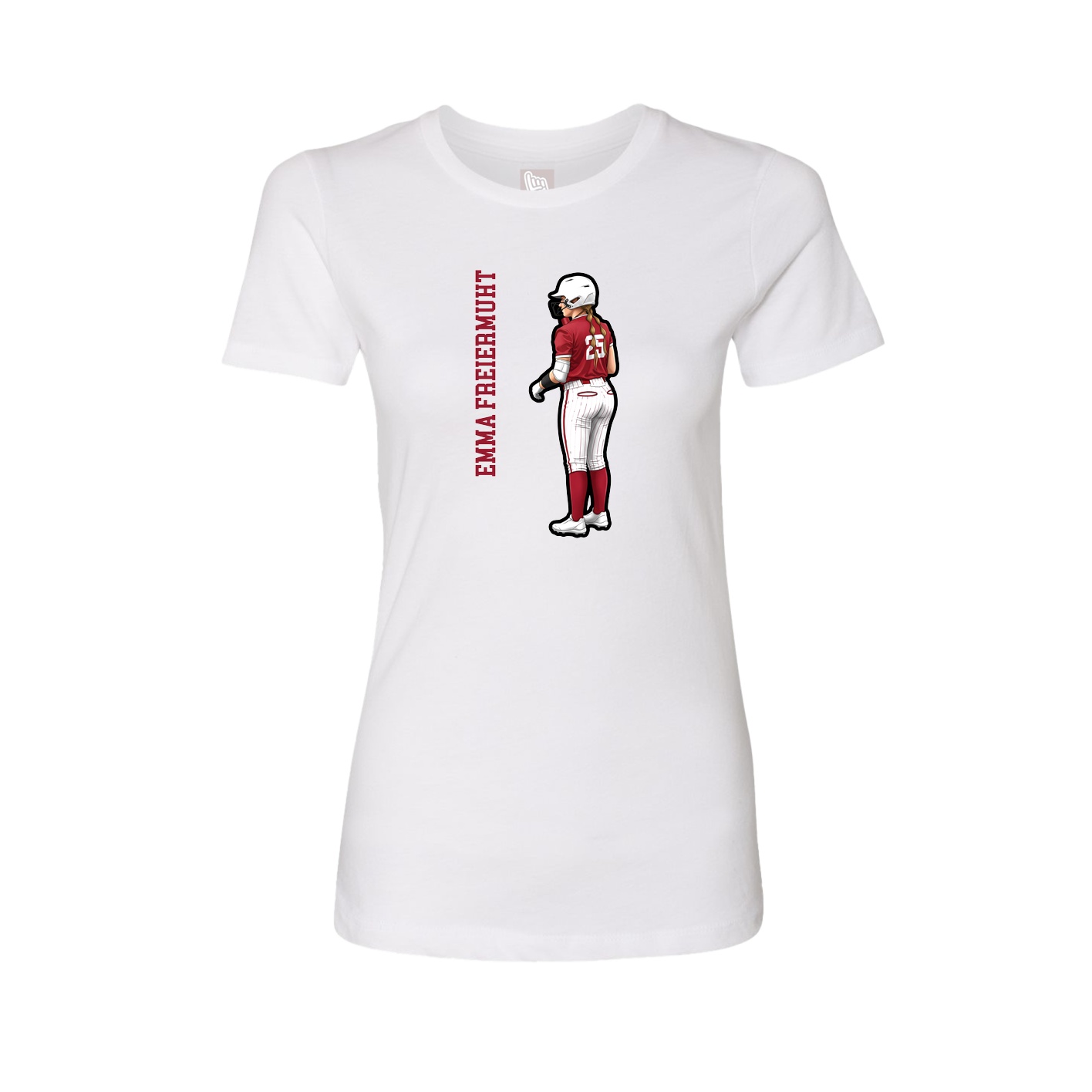 Fitted Women's Tee — Name Vertical in White