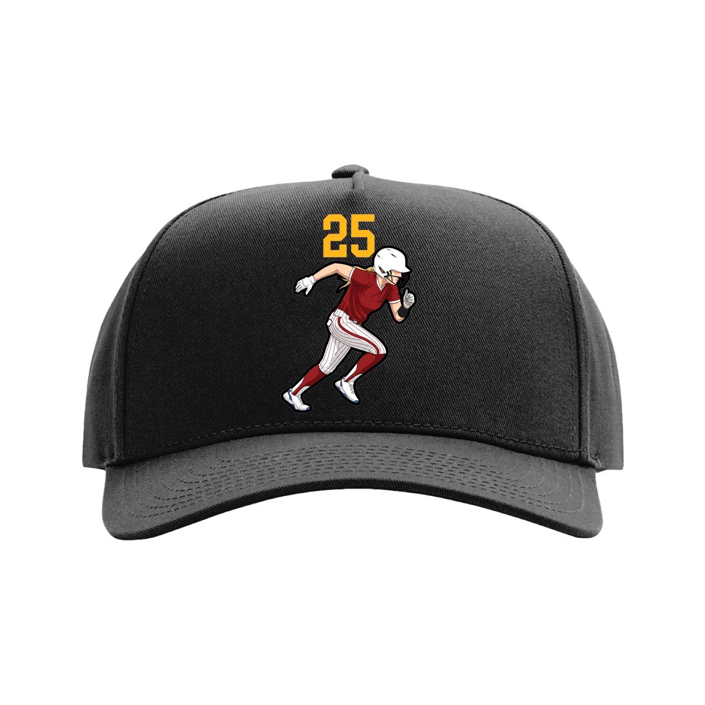 Full Fabric Five-Panel Champ Cap — Number Top in Black