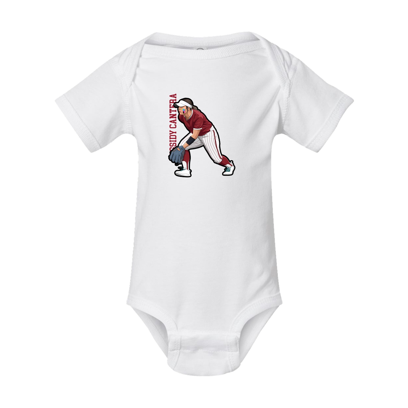 Baby Onesie — Name Vertical in White