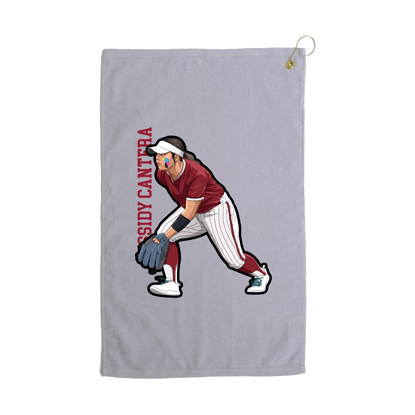 Golf Towel — Name Vertical in Grey