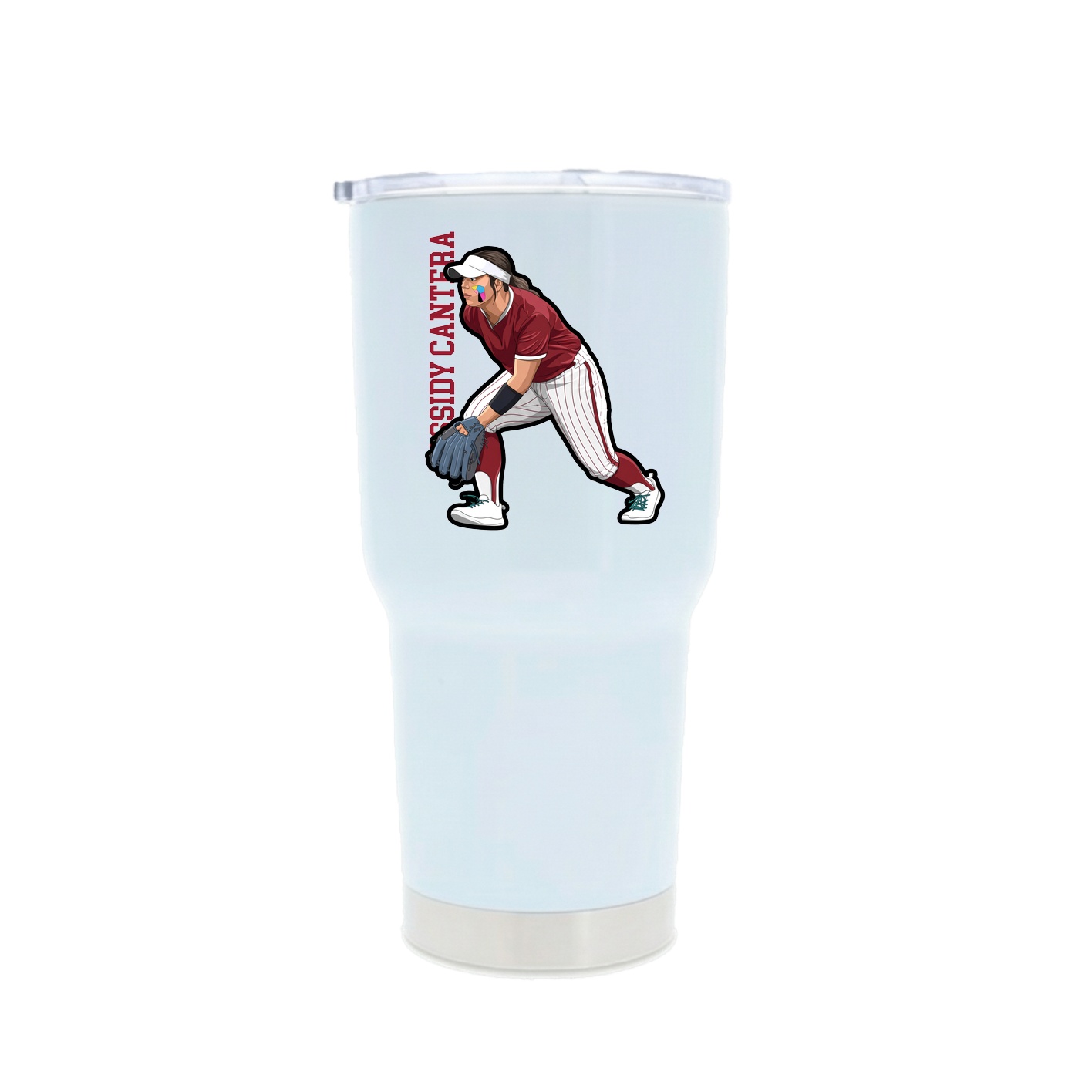 30oz Stainless Steel Tumbler — Name Vertical in White