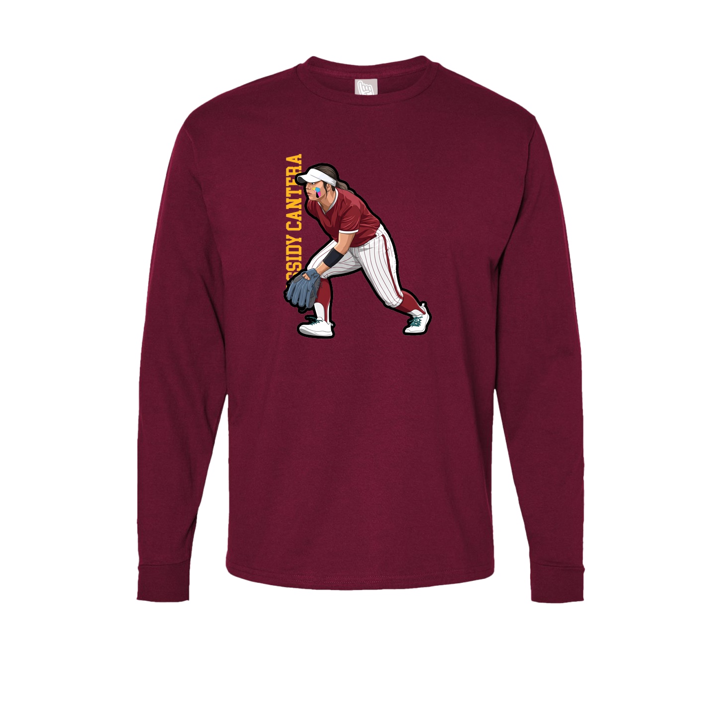 Long Sleeve Tee — Name Vertical in Cardinal