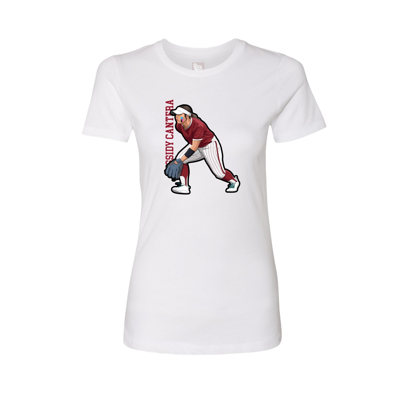 Fitted Women's Tee — Name Vertical in White