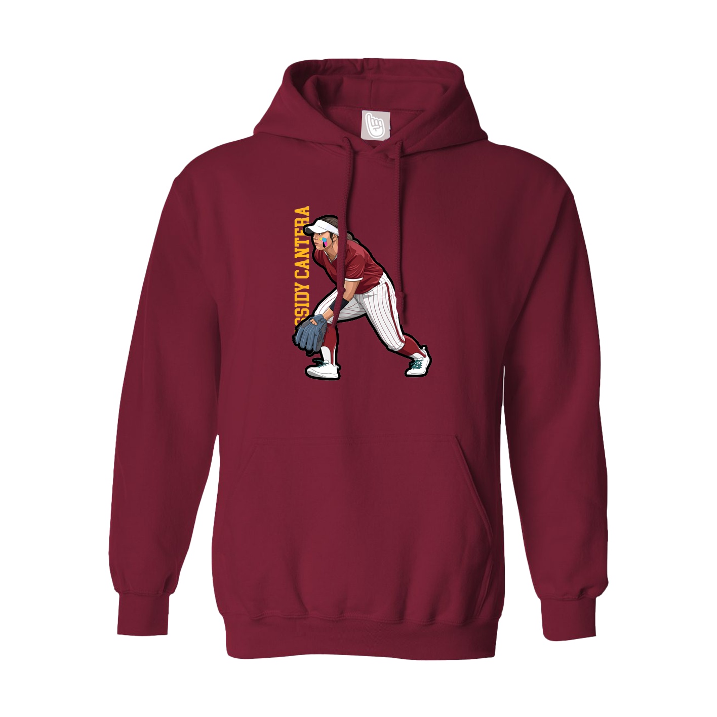 Hoodie — Name Vertical in Cardinal