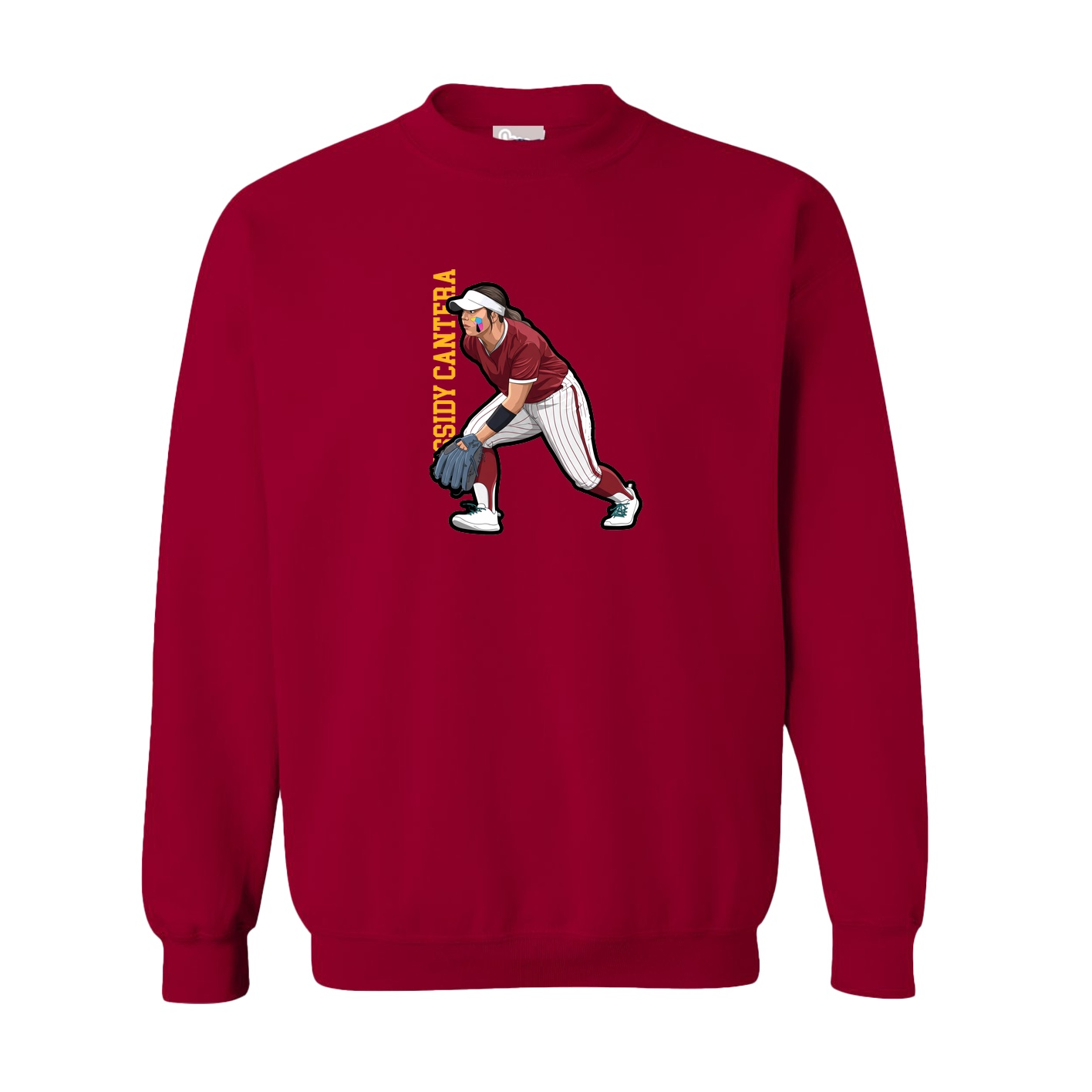 Fleece Crew — Name Vertical in Cardinal