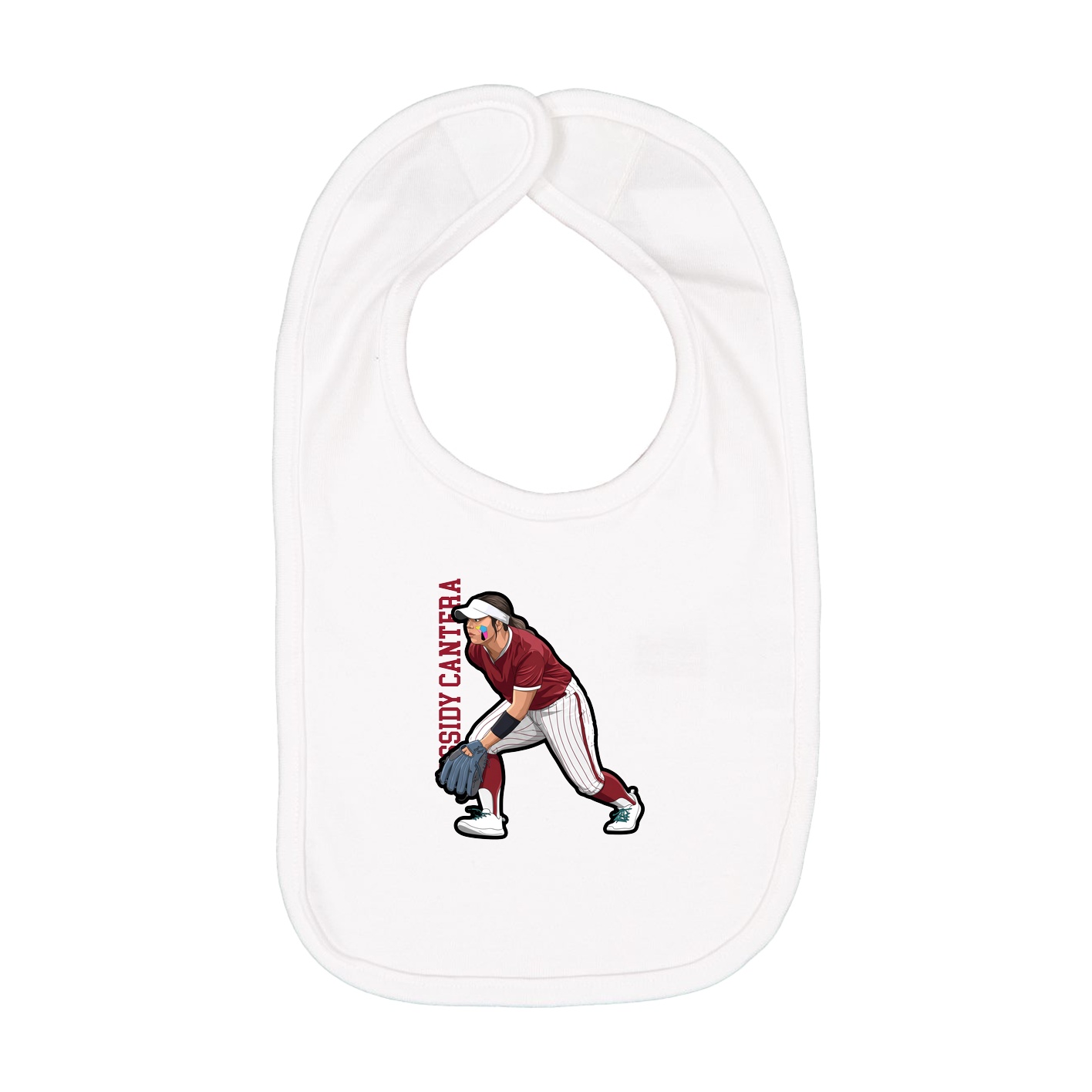 Infant Bib — Name Vertical in White