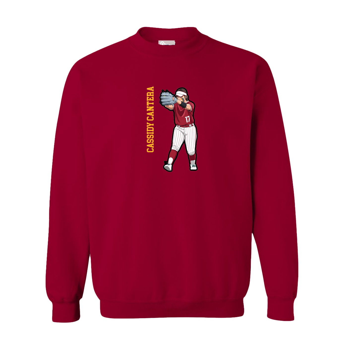 Fleece Crew — Name Vertical in Cardinal