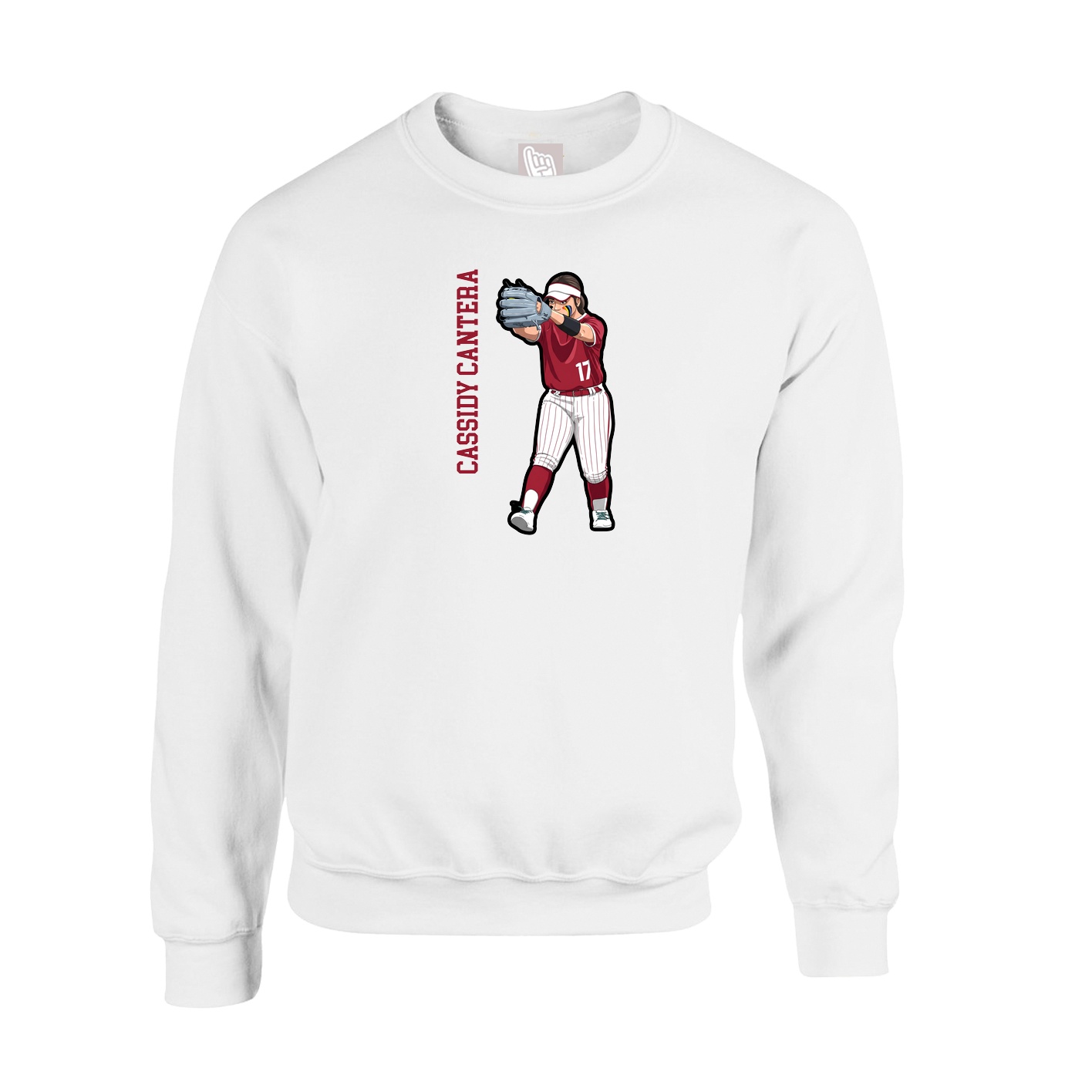 Fleece Crew — Name Vertical in White