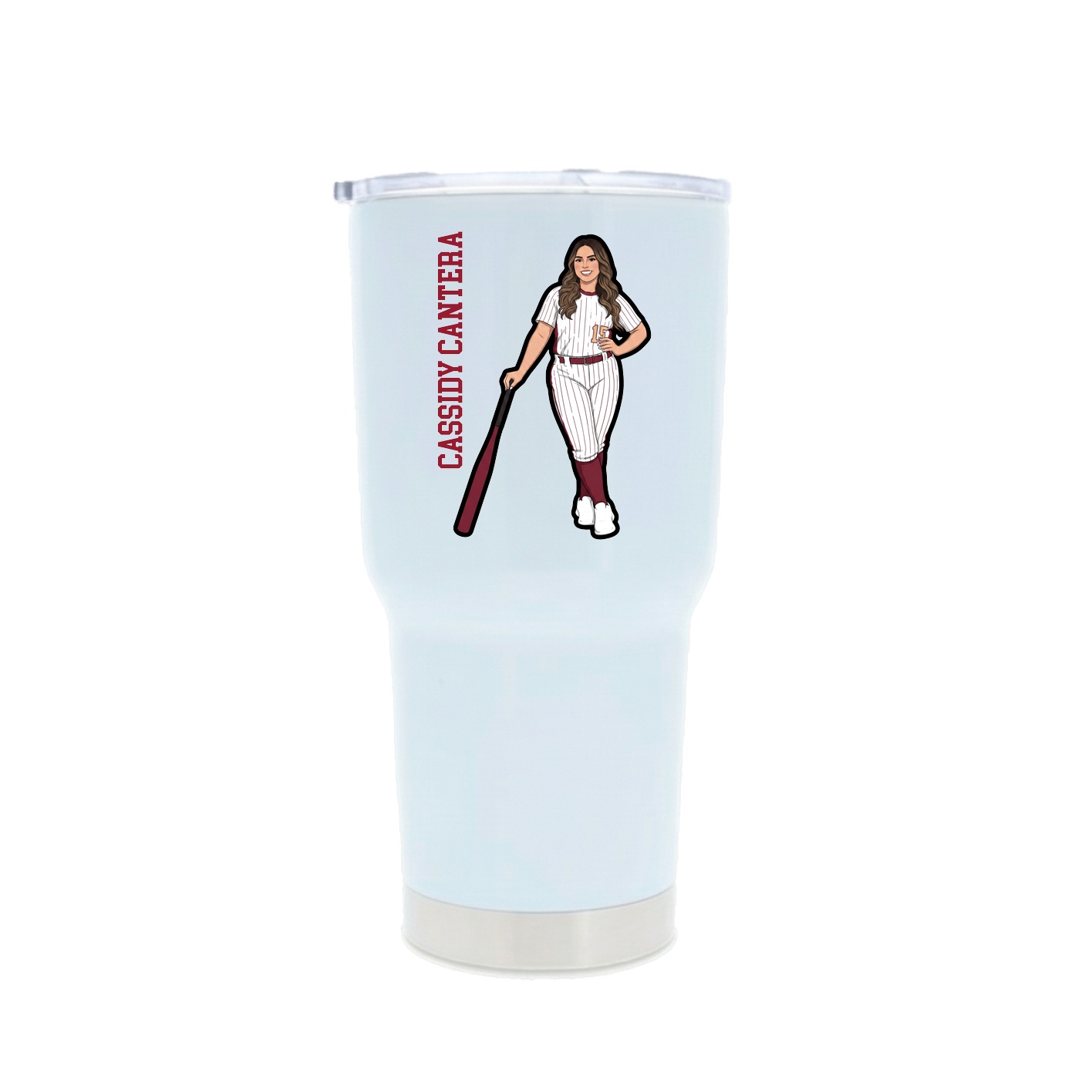 30oz Stainless Steel Tumbler — Name Vertical in White