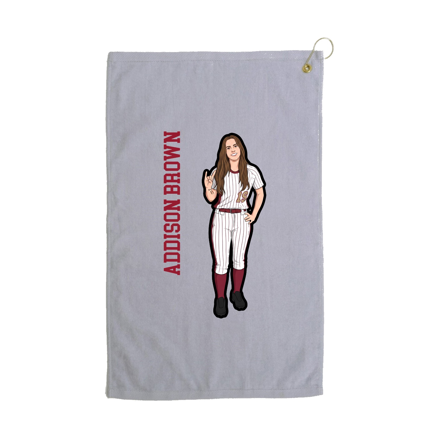 Golf Towel — Name Vertical in Grey