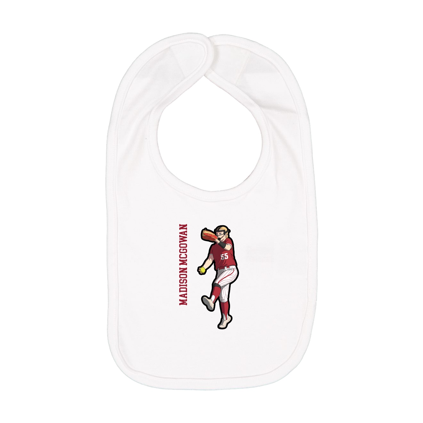 Infant Bib — Name Vertical in White