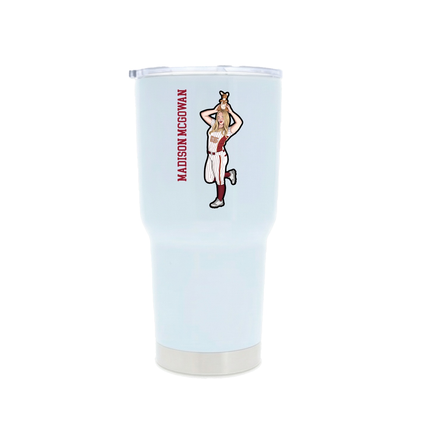 30oz Stainless Steel Tumbler — Name Vertical in White