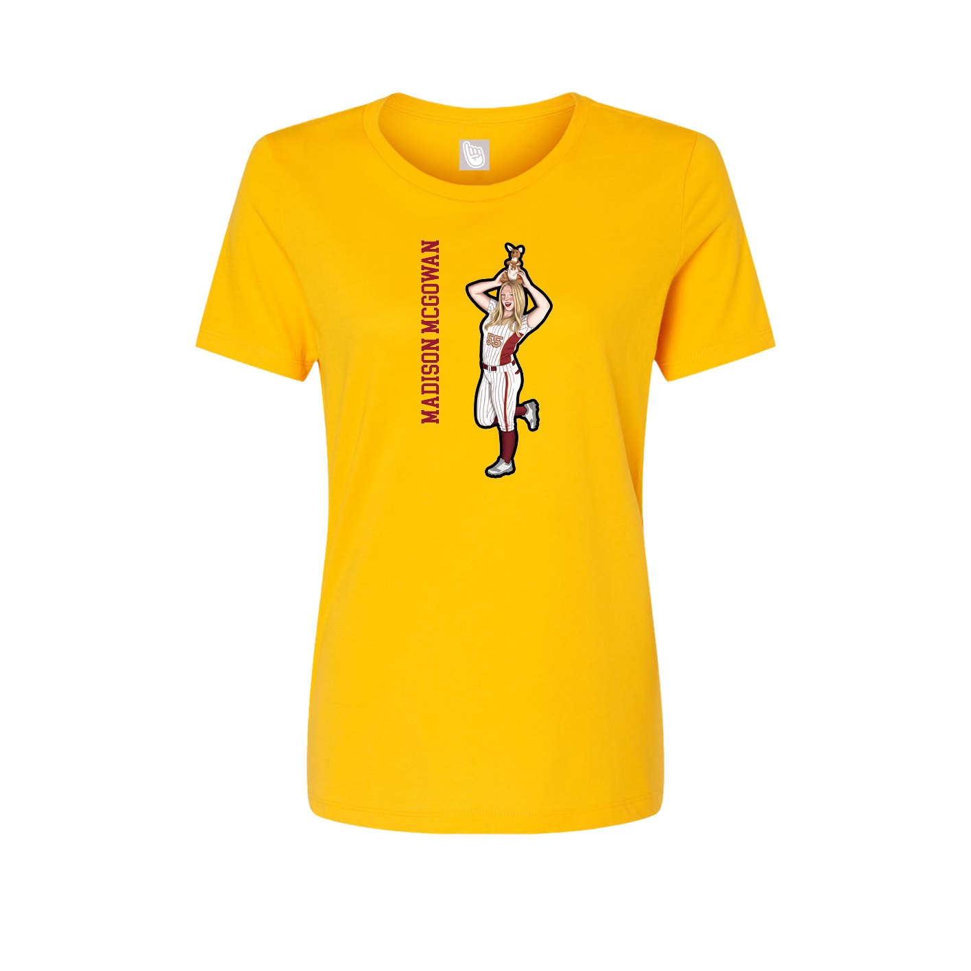 Fitted Women's Tee — Name Vertical in Gold