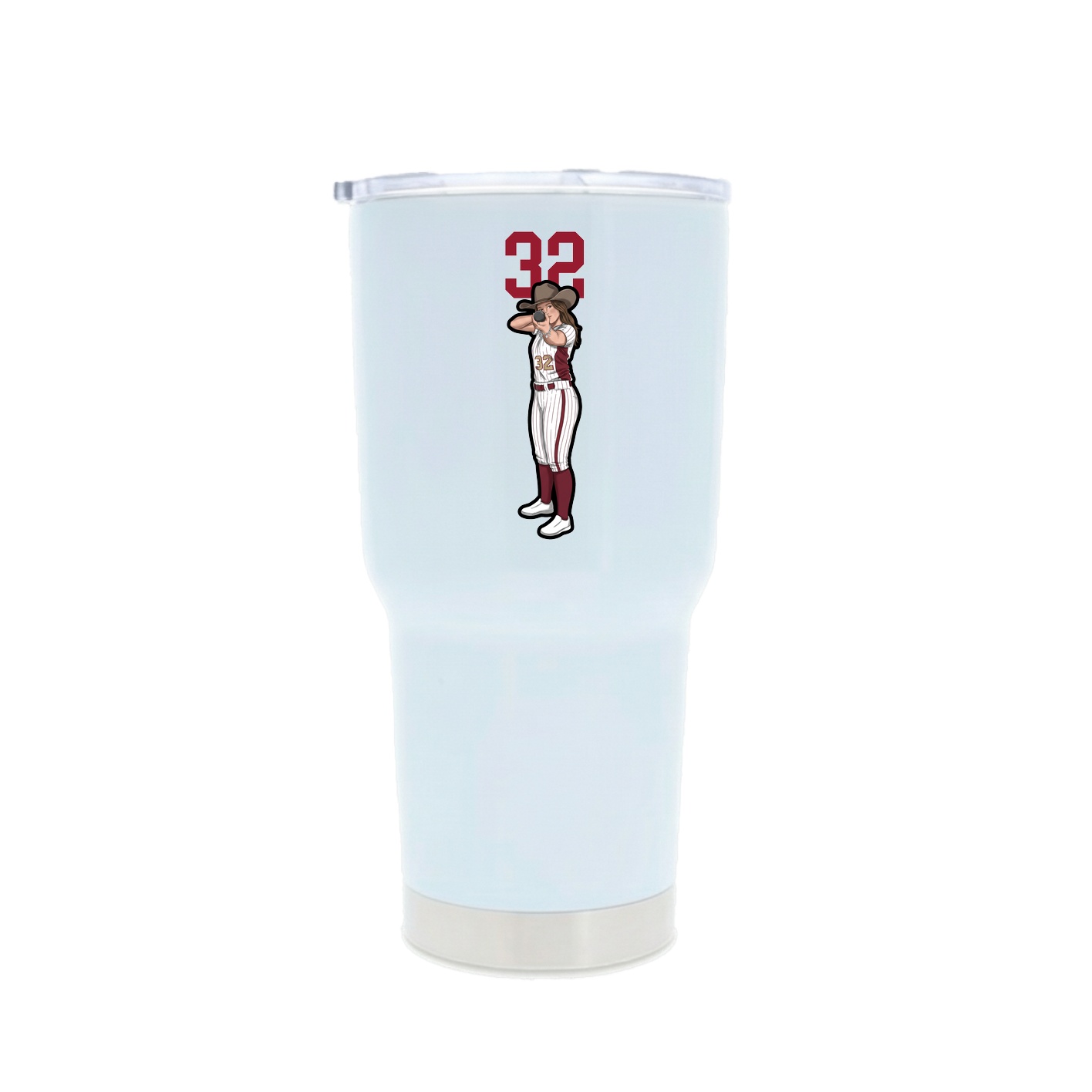 30oz Stainless Steel Tumbler — Number Top in White