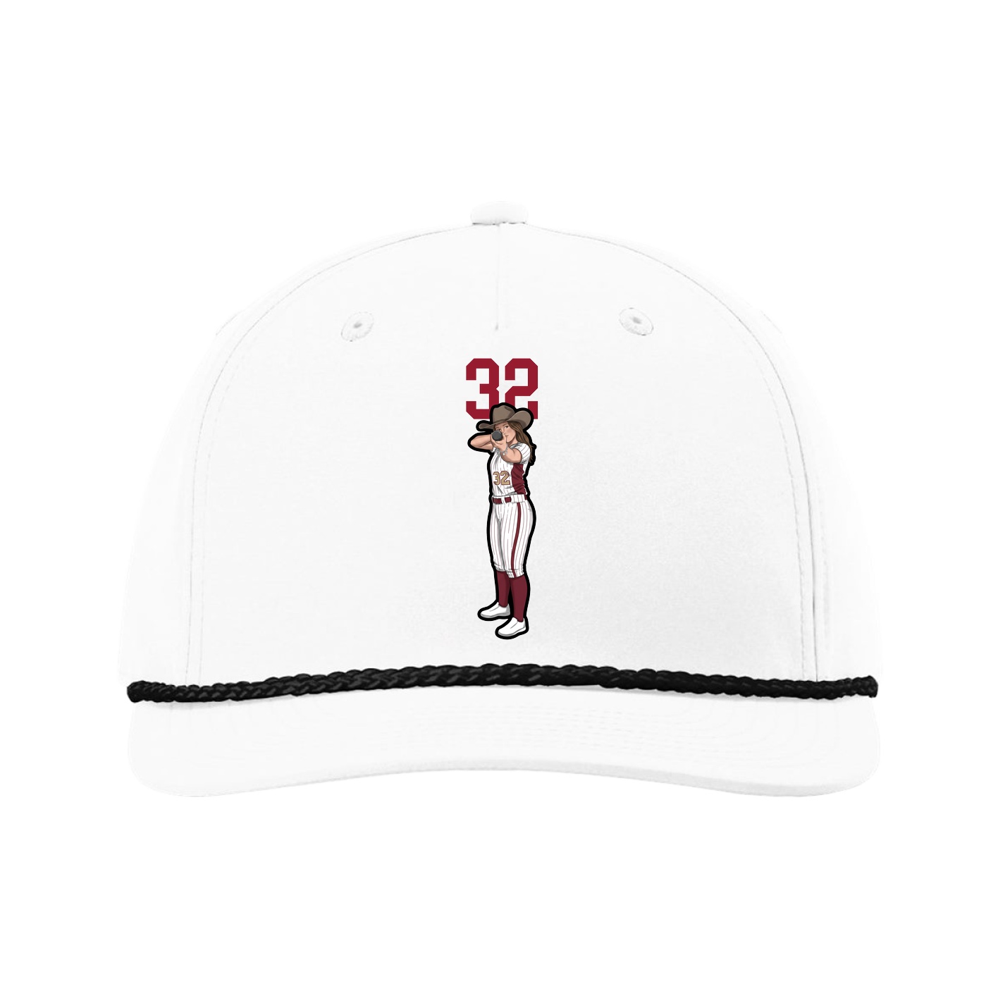 Five-Panel Classic Rope Cap — Number Top in White