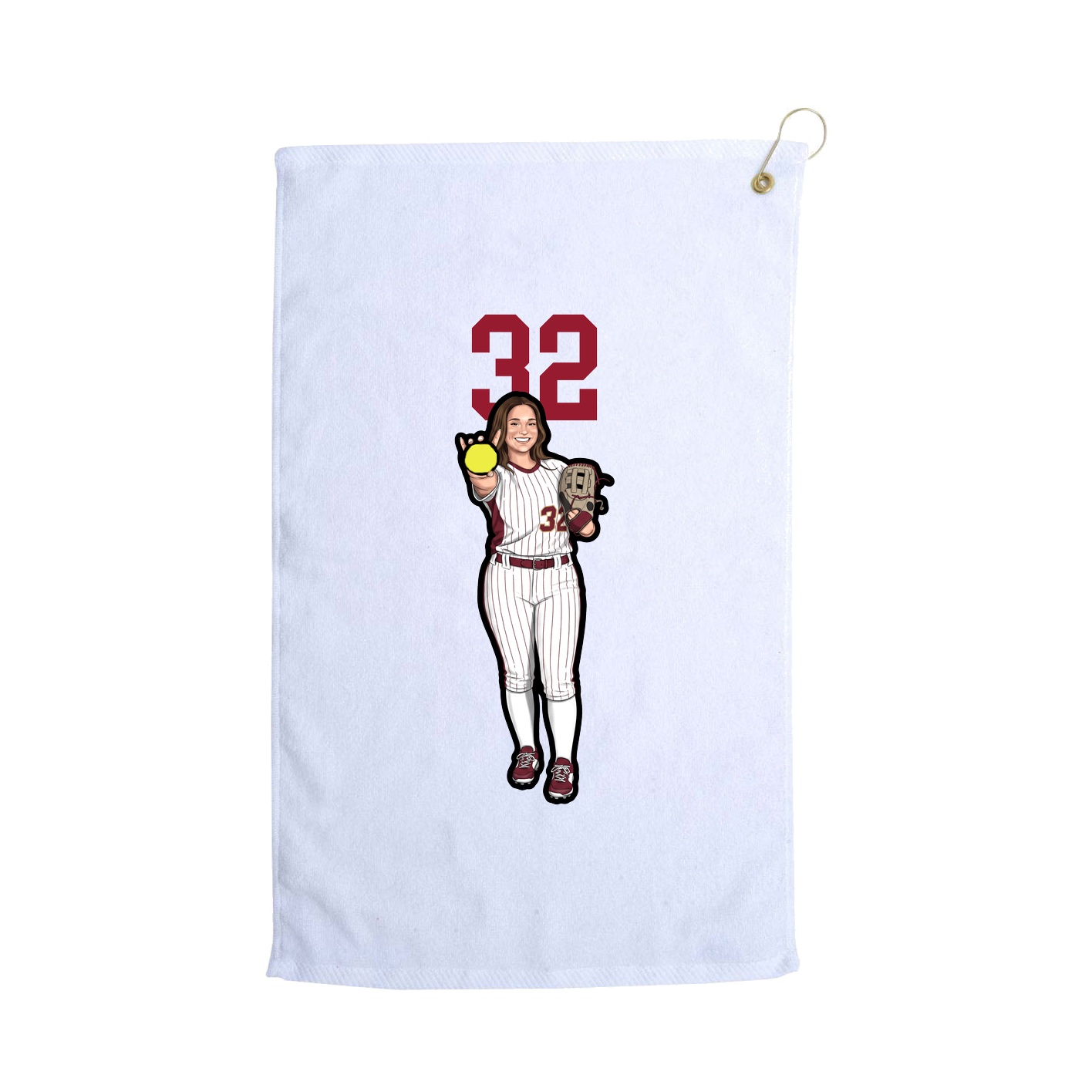 Golf Towel — Number Top in White