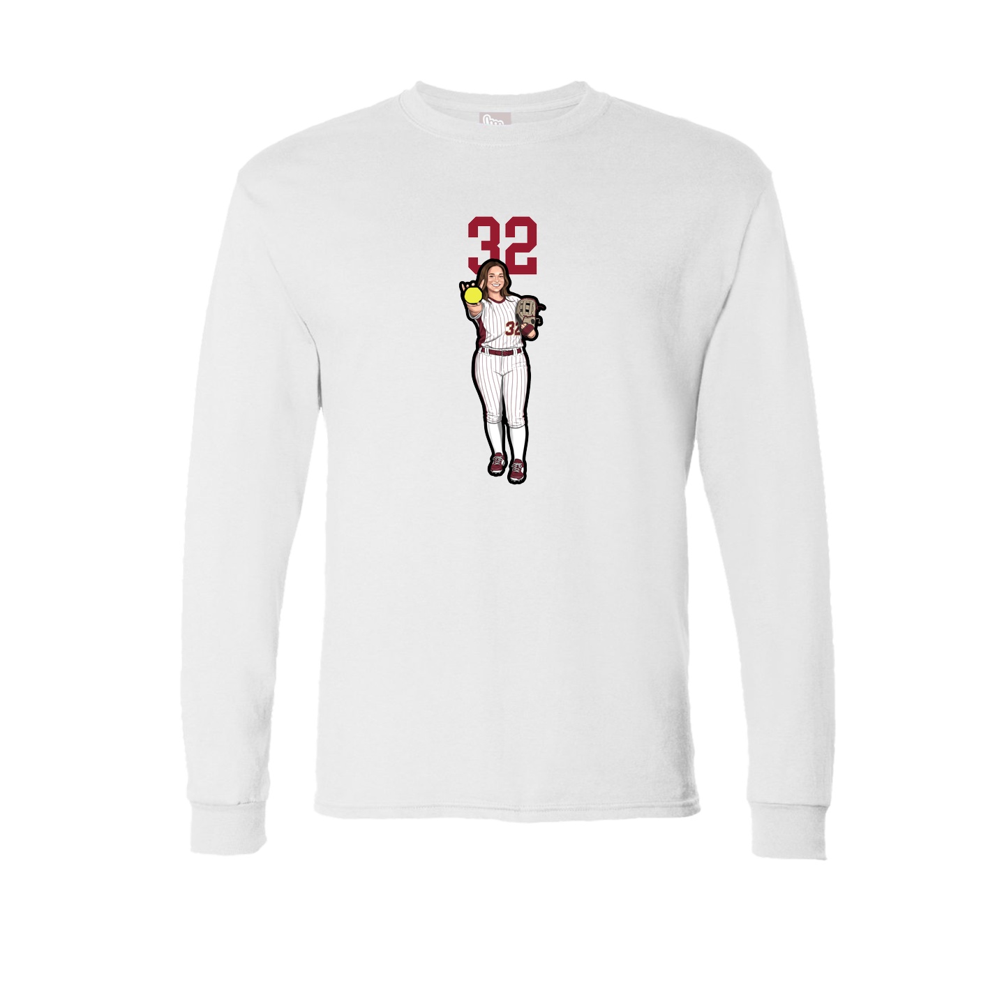 Long Sleeve Tee — Number Top in White