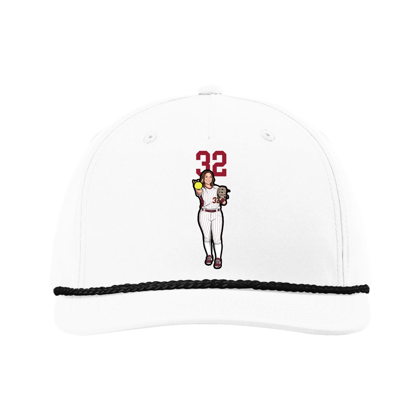 Five-Panel Classic Rope Cap — Number Top in White